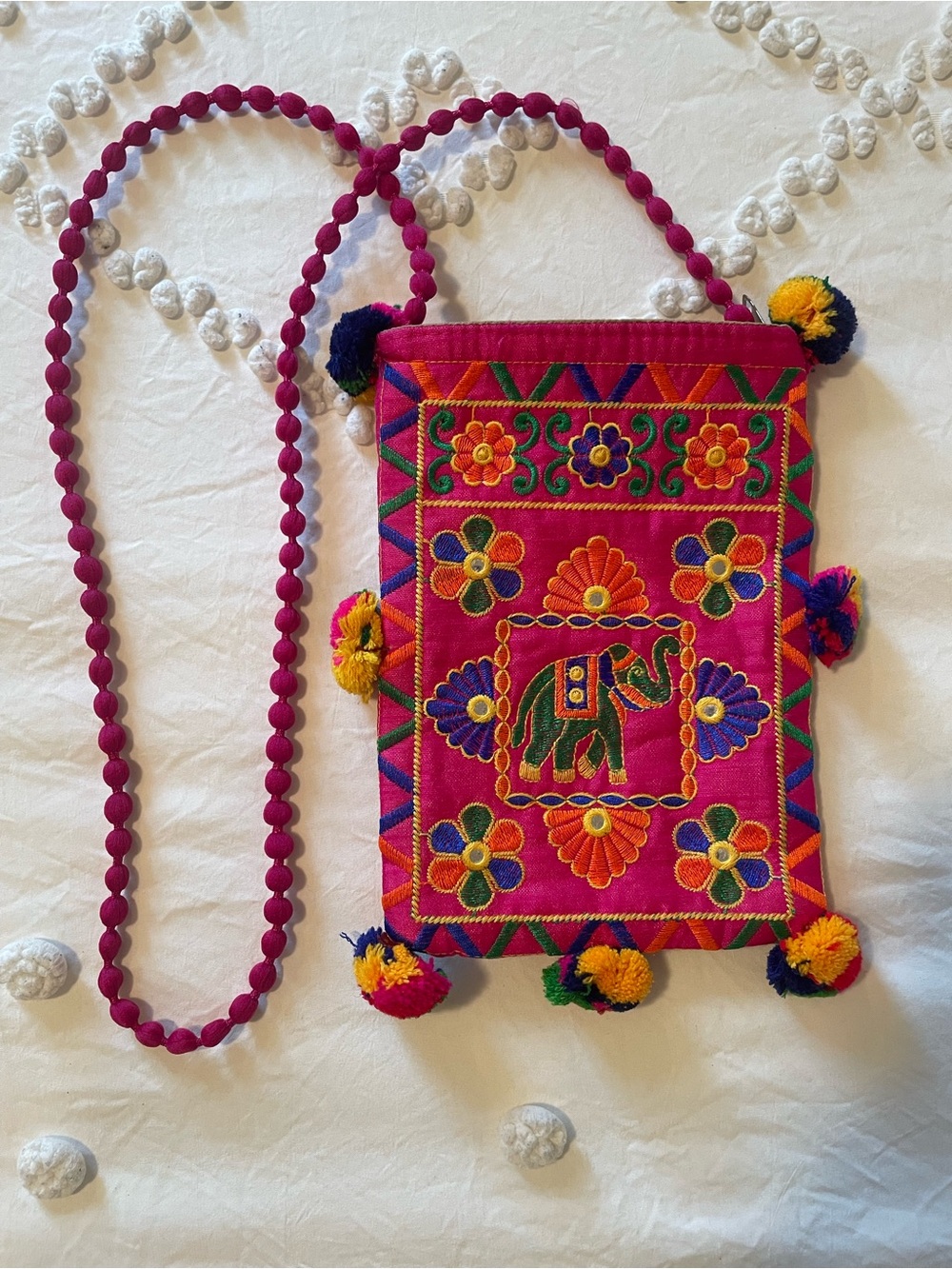 Embroidered Pink Elephant Crossbody Bag NWOT